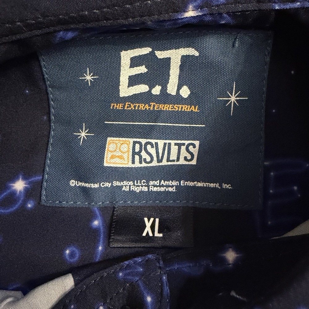 RSVLTS E.T. Men's Button Up Kunuflex Shirt Size XL Short Sleeve Blue Print NEW - Picture 2 of 10